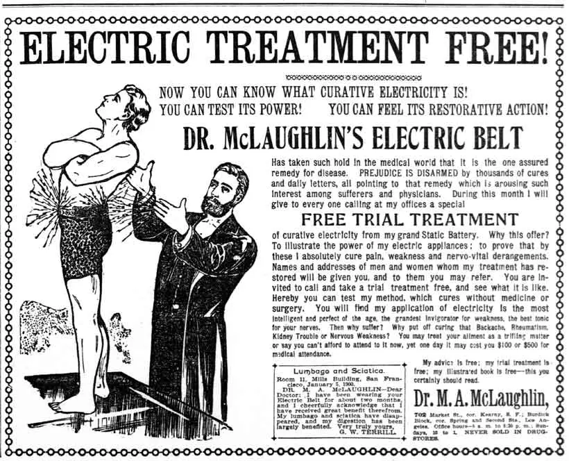 Dr. McLaughlin ad for curative electricity