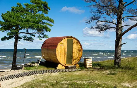 idyllic sauna setting at Latvian beach