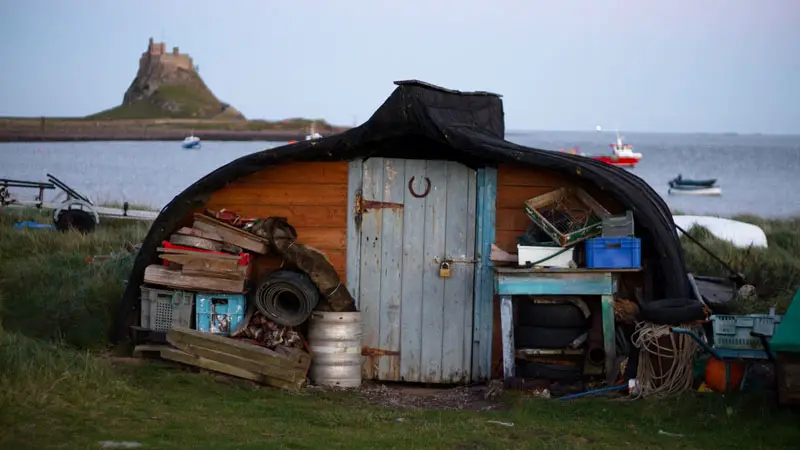 Lindisfarne UK boat shed