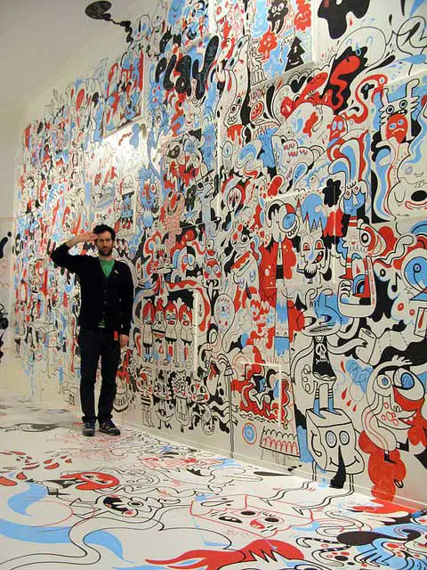 Jon Burgerman's graffiti-esque doodle wall