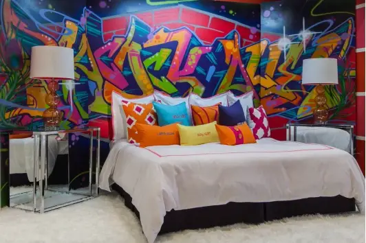 grafitti wall bedroom