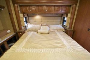 linen bedding in an RV